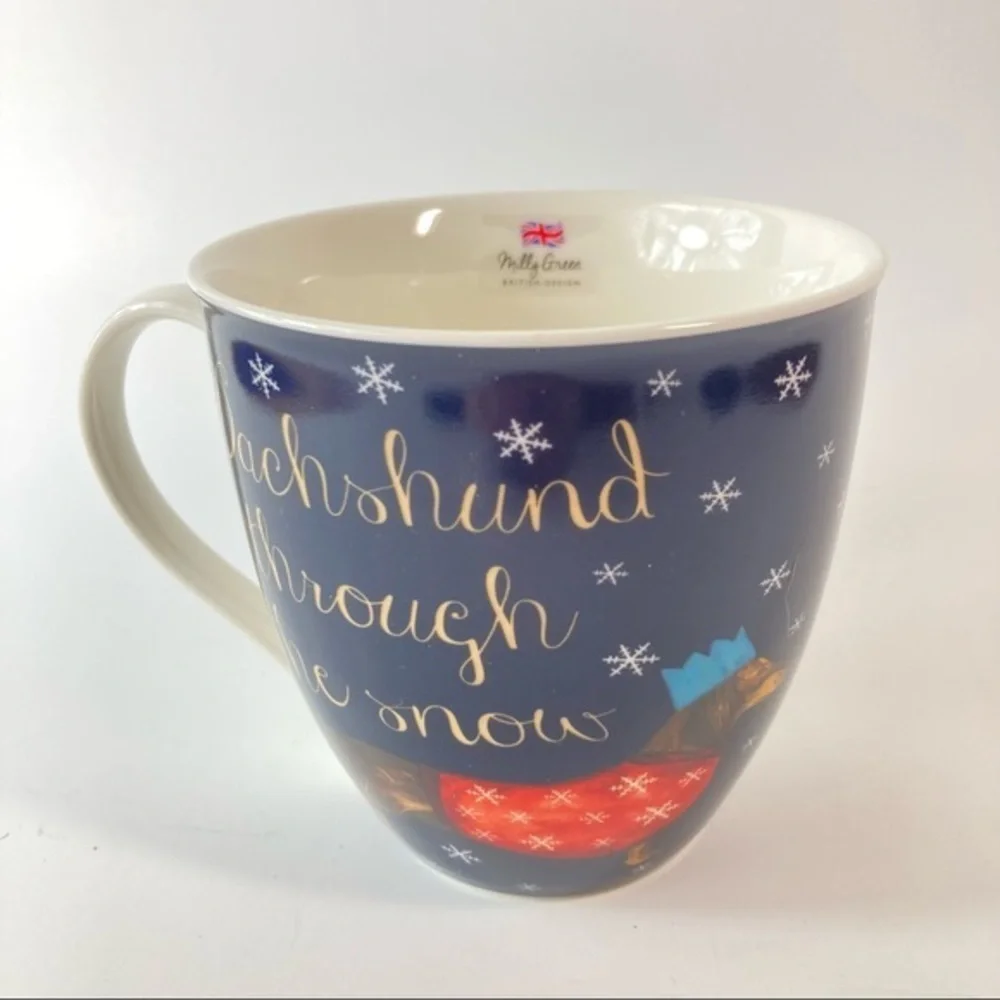 Dachshund Through the Snow Holiday Christmas Winter Mug Milly Green British